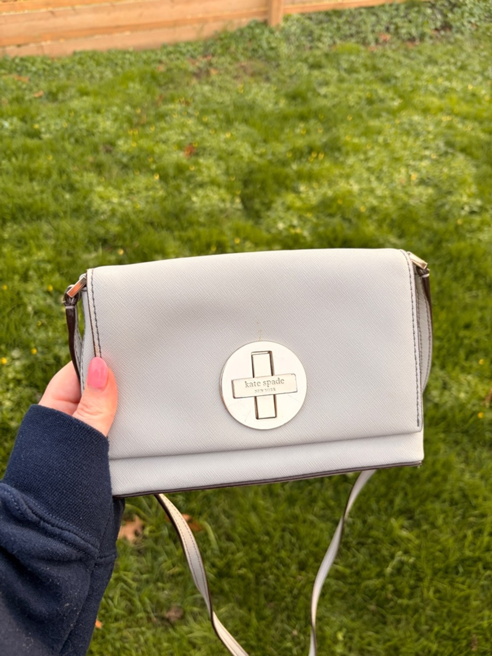 kate spade Light Gray Crossbody with Polished Logo Turn-Lock